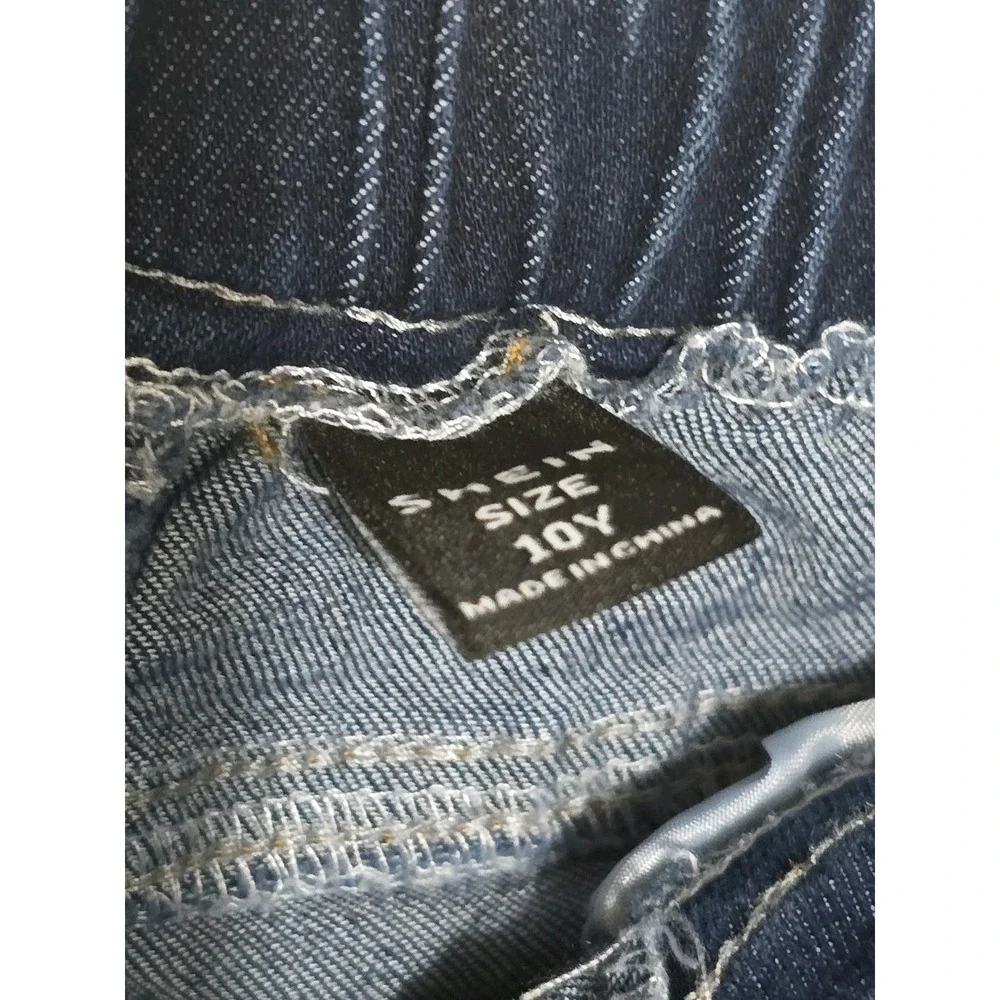 Shein Jeans Girls 10 Years Denim Flare Stretch‎ Waist Button Zip